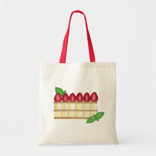 Mille Feuille Frans Voedsel Bladerdeeg Frambozen Tote Bag (Voorkant)