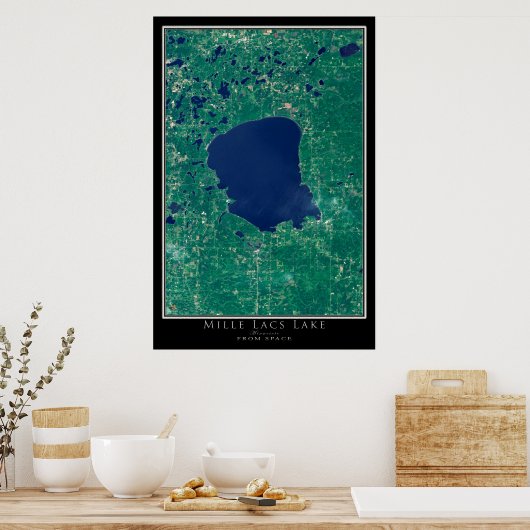 Mille Lacs Lake Minnesota Satellite Poster Map (Keuken)