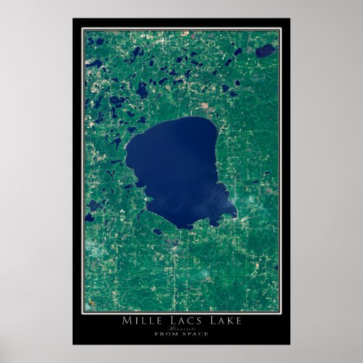 Mille Lacs Lake Minnesota Satellite Poster Map (Voorkant)