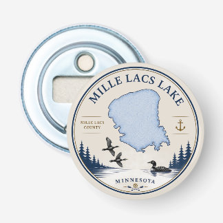 Mille Lacs Lake, MN Blokhut/Woondecoratie & Cadeau Button Flesopener