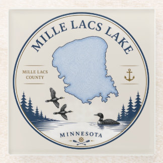 Mille Lacs Lake, MN Blokhut/Woondecoratie & Cadeau Glazen Onderzetter