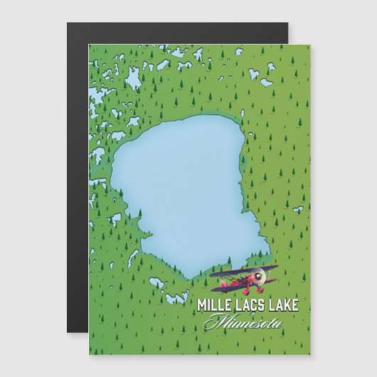 Mille Lacs-meer Minnesota reis kaart. (Voorkant / Achterkant)