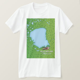 Mille Lacs-meer Minnesota reis kaart. T-shirt