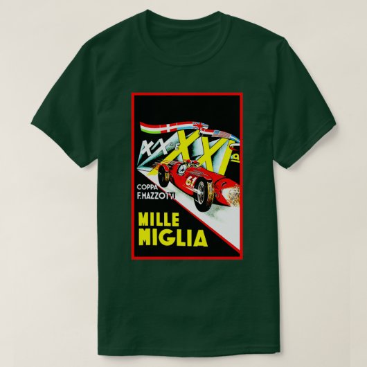 MILLE MIGLIA  Adverteren automatische rackafdrukke T-shirt (Design voorkant)