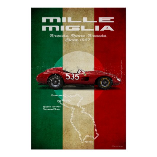 Mille Miglia Vintage Ferrari 315S Taruffi Perfect Poster (Voorkant)
