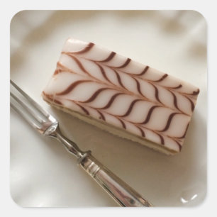 Millefeuille Cream Slice gebak Briefkaart Vierkante Sticker