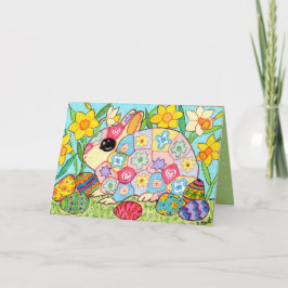 Millefiori Bunny Colorful Eggs Fun Folk Art Easter Feestdagen Kaart
