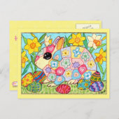 Millefiori Bunny with Festive Eggs Folk Art Easter Feestdagenkaart (Voorkant / Achterkant)