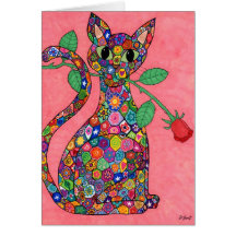 Millefiori Cat met Red Rose