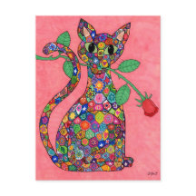Millefiori Cat met Red Rose