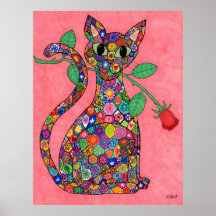 Millefiori Cat met Red Rose