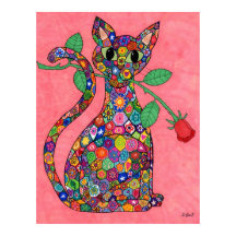 Millefiori Cat met Red Rose