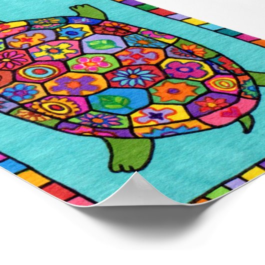 Millefiori Mosaic Turtle Mini Folk Art Poster (Hoek)