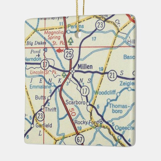 Millen GA  Map Keramisch Ornament (Links)