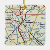 Millen GA  Map Keramisch Ornament (Voorkant)