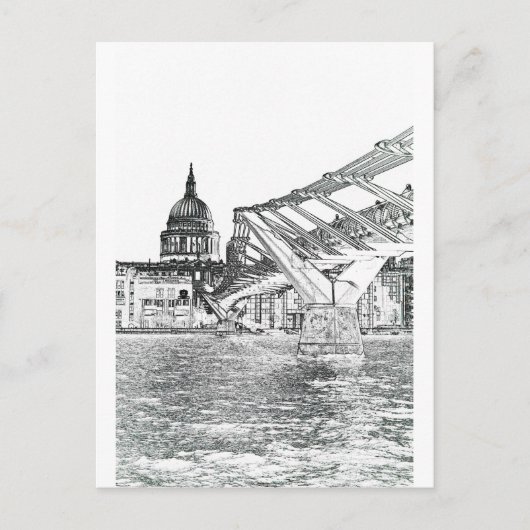 Millenium Bridge en St Pauls Briefkaart (Voorkant)