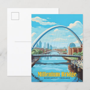 Millenium Bridge Newcastle Engeland Vintage Travel Briefkaart