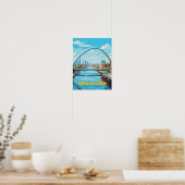 Millenium Bridge Newcastle Engeland Vintage Travel Poster (Keuken)