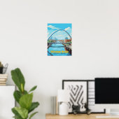 Millenium Bridge Newcastle Engeland Vintage Travel Poster (Thuiskantoor)