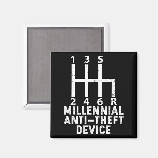 Millennial Anti Theft Device _ Funny Stick Shift  Magneet (Voorkant / Achterkant)