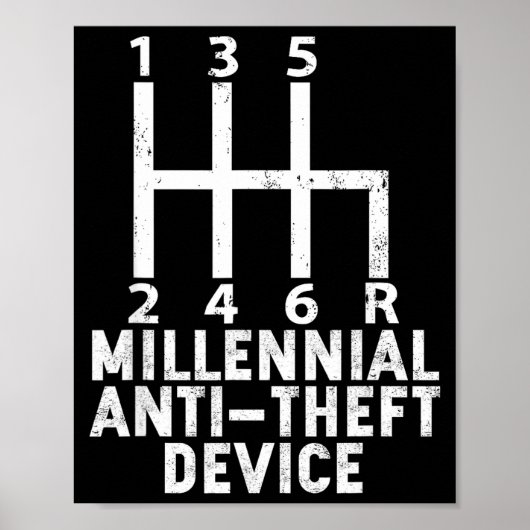 Millennial Anti Theft Device _ Funny Stick Shift Poster (Voorkant)
