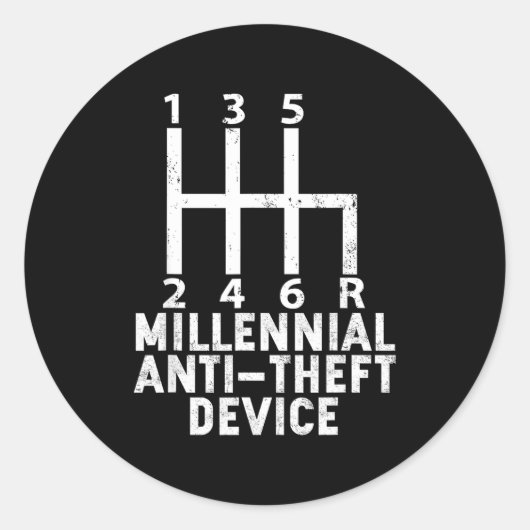 Millennial Anti Theft Device _ Funny Stick Shift  Ronde Sticker (Voorkant)