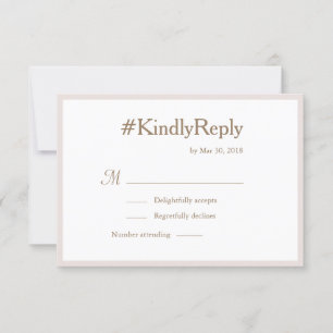 Millennial Hashtag Blush Goud Witte Trouw RSVP Kaart