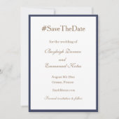 Millennial Hashtag Marineblauw Wit Save The Date Kaart (Voorkant)