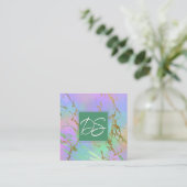 Millennial Marble | Rainbow Pastel Ombre Branding Vierkante Visitekaartje (Staand voorkant)