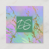 Millennial Marble | Rainbow Pastel Ombre Branding Vierkante Visitekaartje (Voorkant)