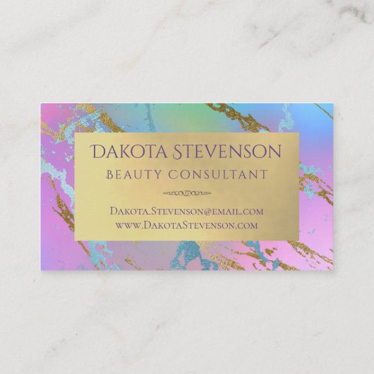 Millennial Marble | Rainbow Pastel Ombre Branding Visitekaartje (Achterkant)