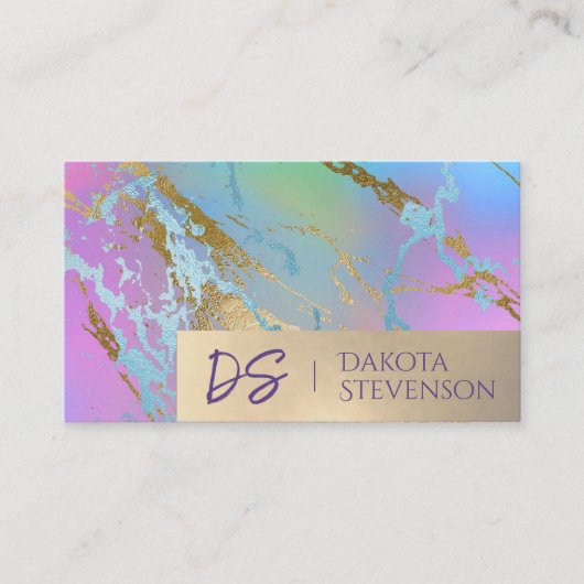Millennial Marble | Rainbow Pastel Ombre Branding Visitekaartje (Voorkant)