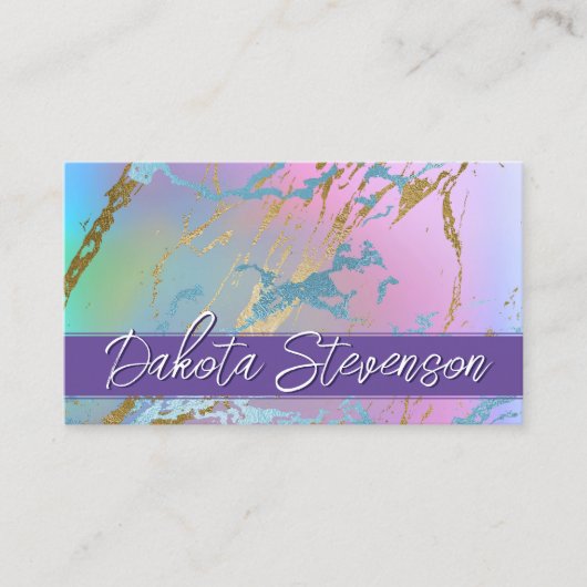 Millennial Marble | Rainbow Pastel Ombre Branding Visitekaartje (Voorkant)