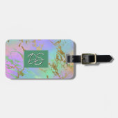 Millennial Marble | Speelse Rainbow Ombre Custom Bagagelabel (Voorkant horizontaal)