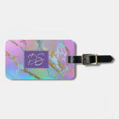 Millennial Marble | Speelse regenboog pastel ombre Bagagelabel (Voorkant horizontaal)