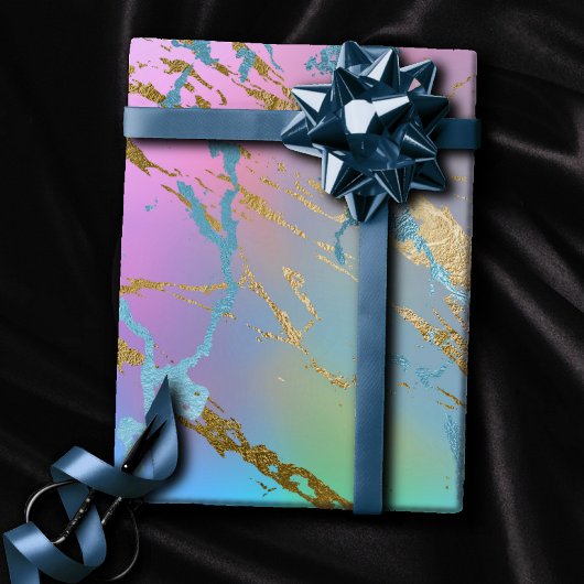 Millennial Marble | Speelse Regenboog Pastel Ombre Cadeaupapier
