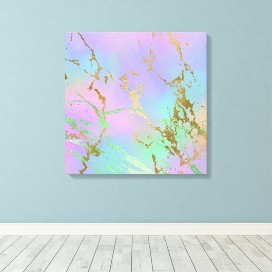 Millennial Marble | Speelse regenboog pastel ombre Canvas Afdruk (Insitu (Houten vloer))