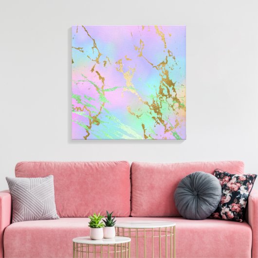 Millennial Marble | Speelse regenboog pastel ombre Canvas Afdruk (Insitu (Woonkamer))
