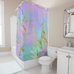 Millennial Marble Speelse regenboog pastel ombre Douchegordijn