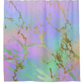 Millennial Marble | Speelse regenboog pastel ombre Douchegordijn (Voorkant)