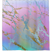 Millennial Marble | Speelse regenboog pastel ombre Douchegordijn (Voorkant)