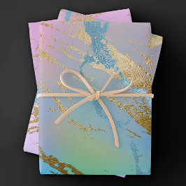 Millennial Marble | Speelse regenboog pastel ombre Inpakpapier Vel