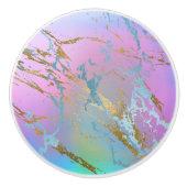 Millennial Marble | Speelse regenboog pastel ombre Keramische Knop (Voorkant)