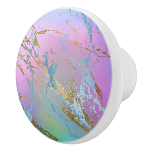 Millennial Marble | Speelse regenboog pastel ombre Keramische Knop (Rechts)