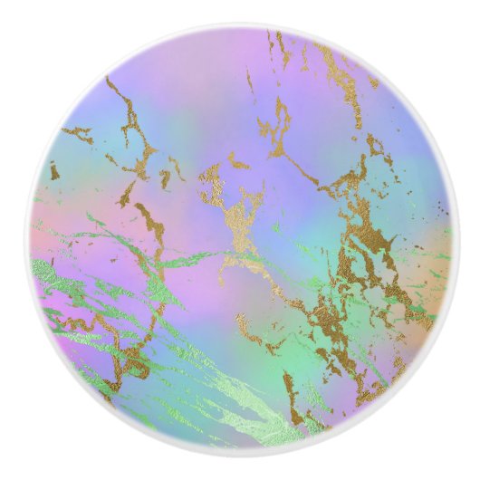 Millennial Marble | Speelse regenboog pastel ombre Keramische Knop (Voorkant)