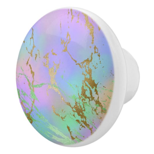Millennial Marble | Speelse regenboog pastel ombre Keramische Knop (Rechts)
