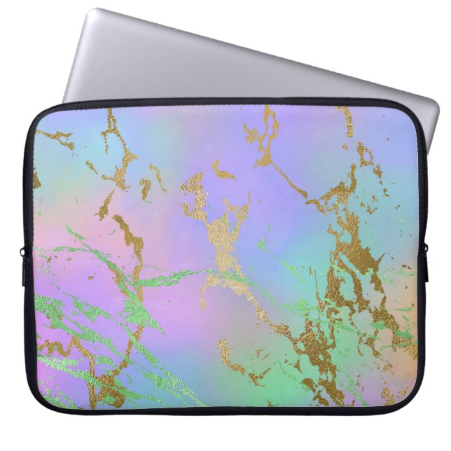 Millennial Marble | Speelse regenboog pastel ombre Laptop Sleeve (Voorkant)