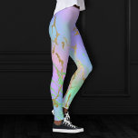 Millennial Marble | Speelse regenboog pastel ombre Leggings<br><div class="desc">Frisky waterverf spuugt in een speelse turquoise blauw, Millennial roze, lavender paars, en een helder groen, eenhoorn-geïnspireerd ombre regenboogpalet. Deze vrouwelijke, handbeschilderde gradiënt voegt de perfecte pop van kleur toe. Vanuit het collectie "Moderne Waterverf marbles" biedt dit ontwerp abstracte vloeistofdraden die een koel patroon creëren dat door glitteraderen op creëer-textuur...</div>
