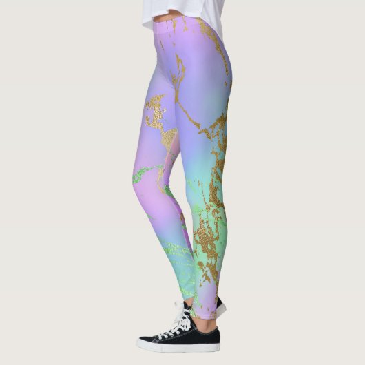Millennial Marble | Speelse regenboog pastel ombre Leggings (Links)