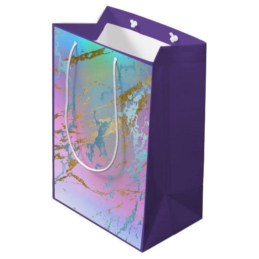 Millennial Marble | Speelse regenboog pastel ombre Medium Cadeauzakje (Achterkant Gekanteld)
